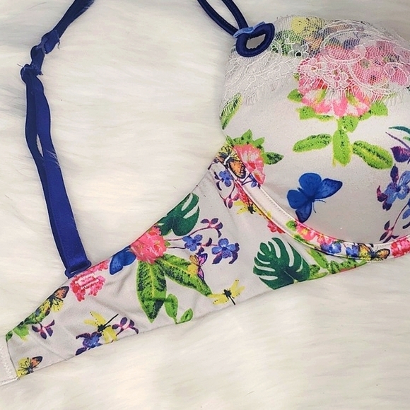 2012 Victoria's Secret Sexy Little Things Satin Floral Fairy Cottagecore Bra 34C - Picture 6 of 16